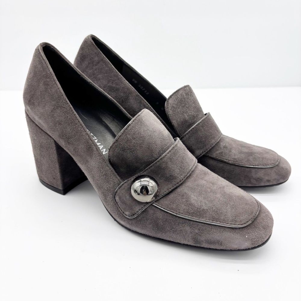 Stuart Weitzman Gray Suede Loafer Heels